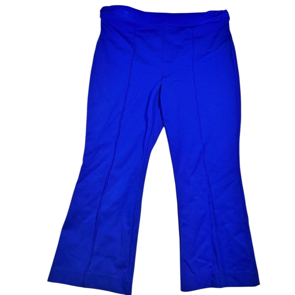 Liz Claiborne Women's Royal Blue‎ Flare Leg Pants Elastic Waist  XL Pull On Crop